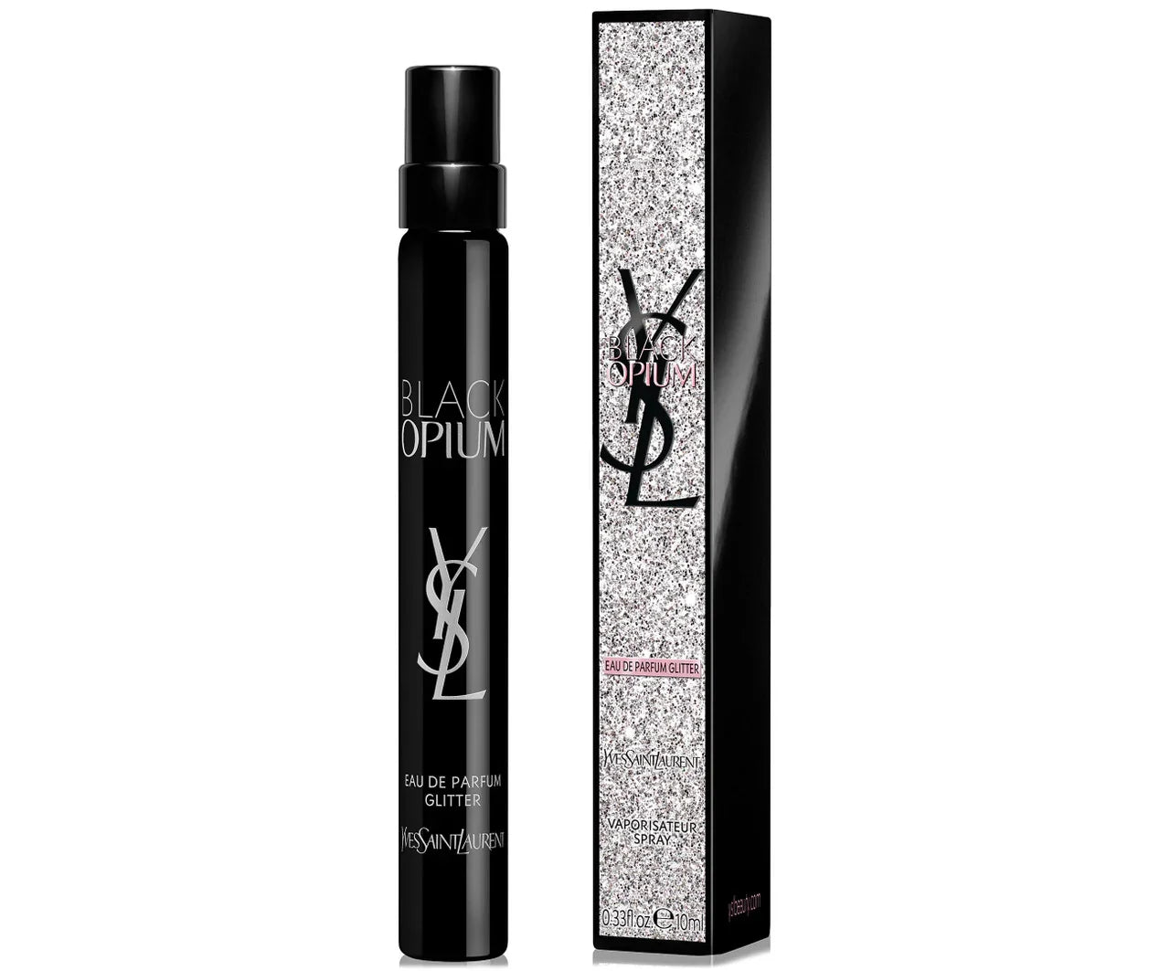 Yves Saint Laurent Black Opium Glitter Eau de Parfum bottle and box