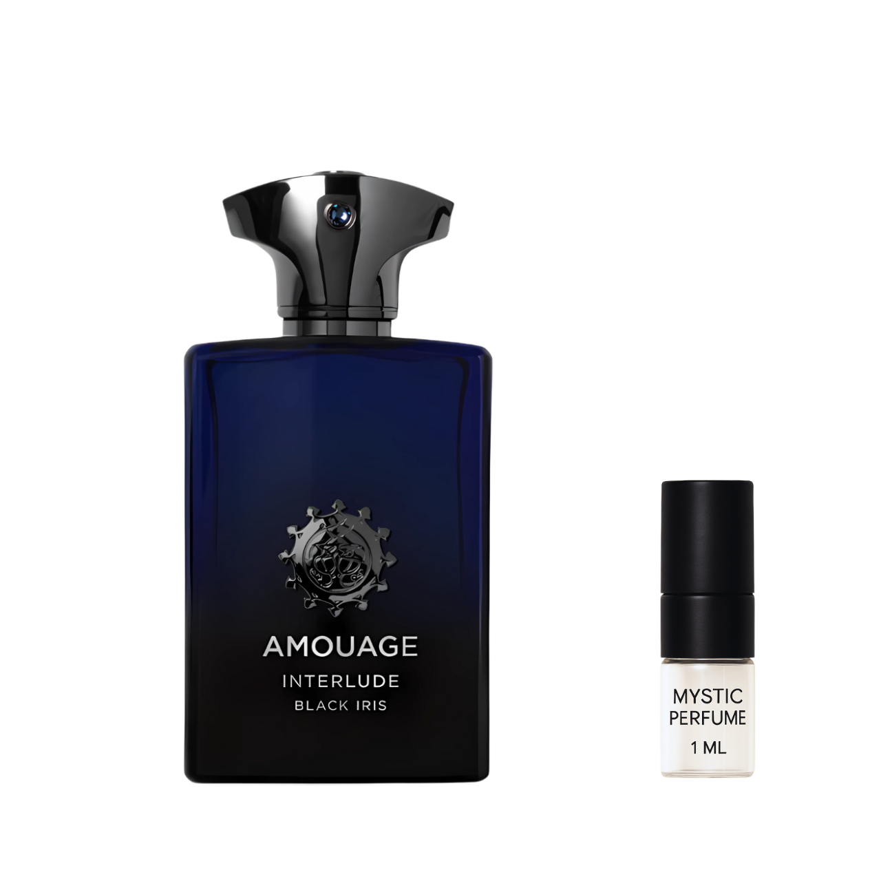 Amouage Interlude Black Iris Man sample vial label detail