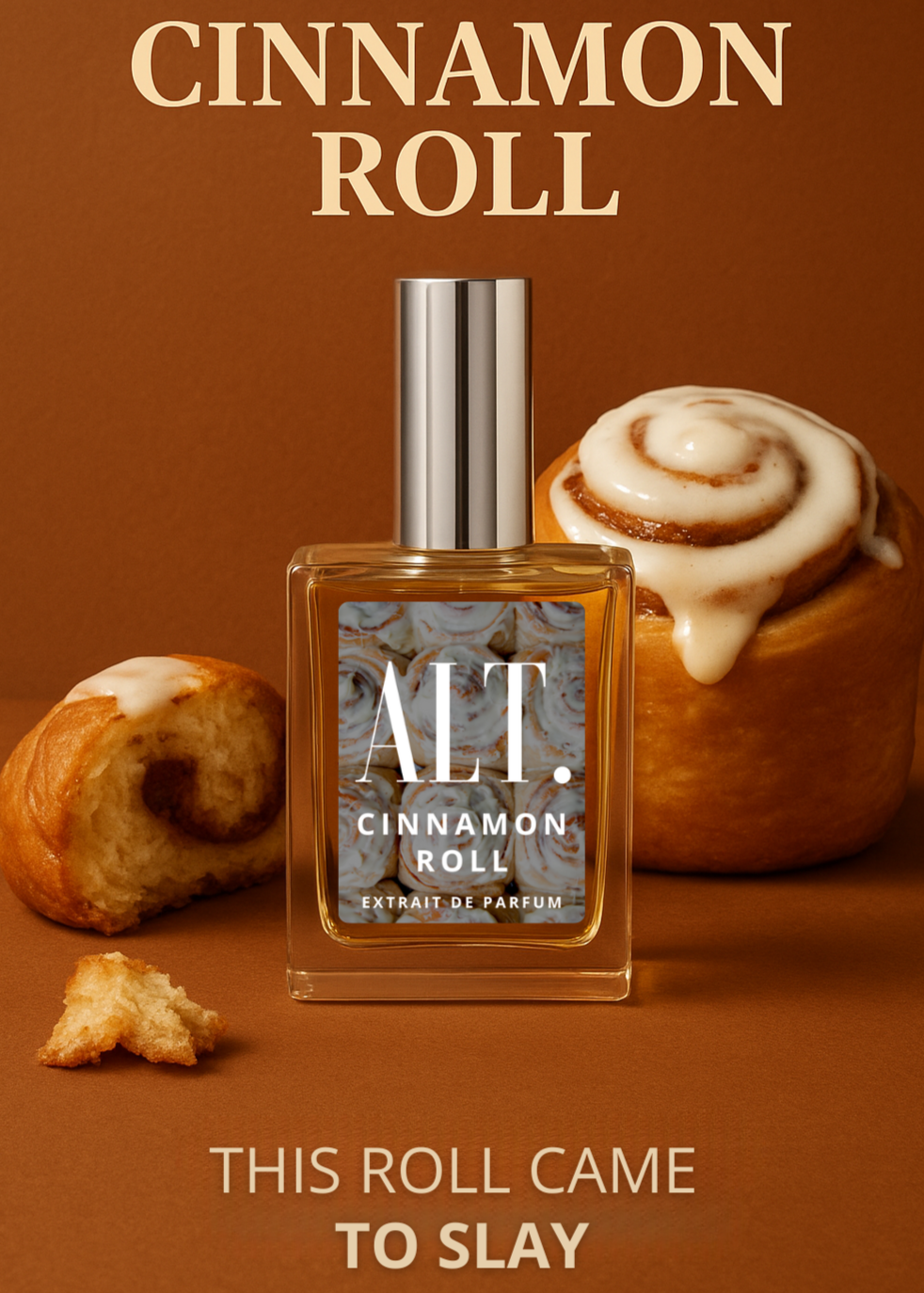 Cinnamon Roll bottle close-up detail