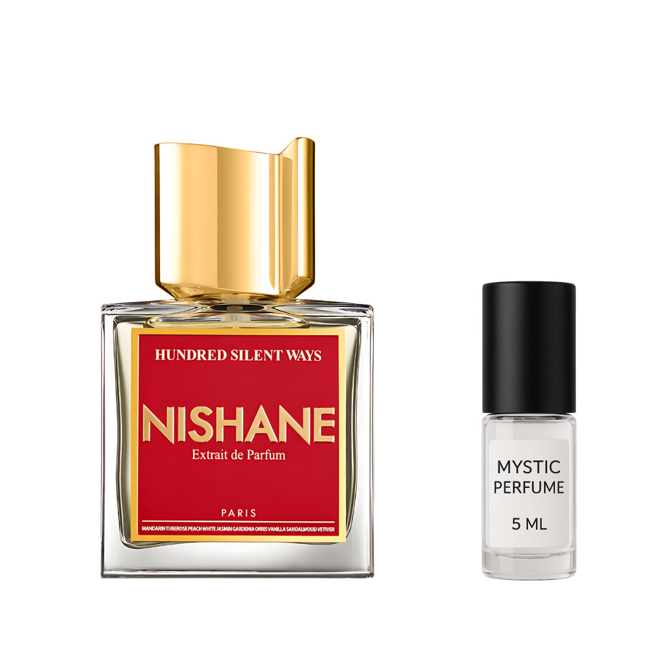 Nishane Hundred Silent Ways sample vial label detail