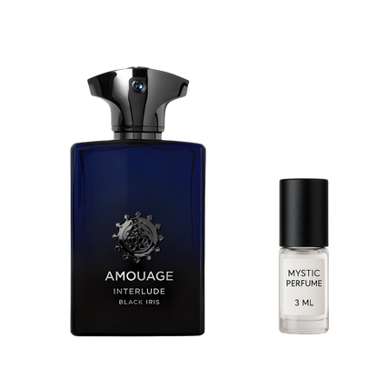 Amouage Interlude Black Iris Man sample vial label detail