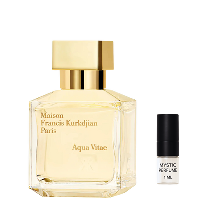 Maison Francis Kurkdjian Aqua Vitae sample vial label detail