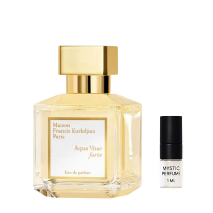 Maison Francis Kurkdjian Aqua Vitae Forte sample vial label detail
