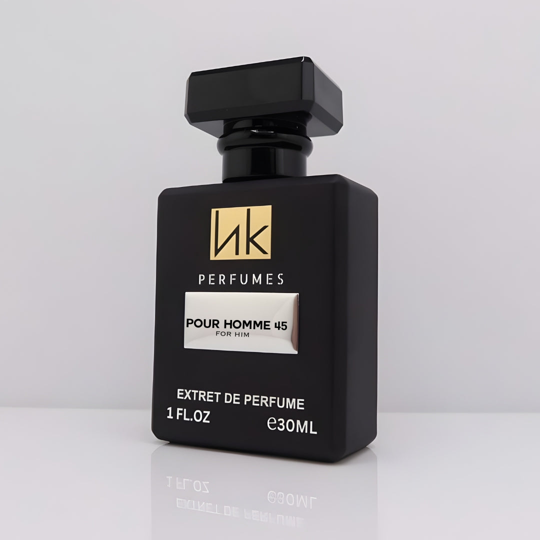 Pour Homme 45 carton and packaging