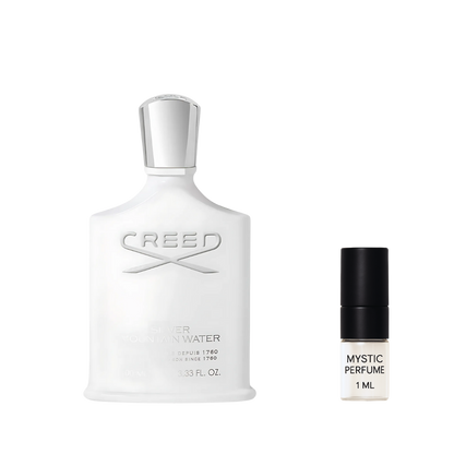 Creed Silver Mountain Water sample vial label detail