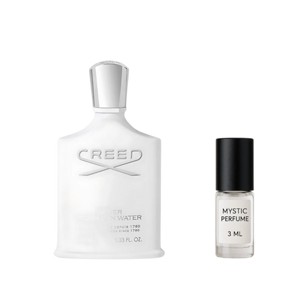 Creed Silver Mountain Water sample vial label detail