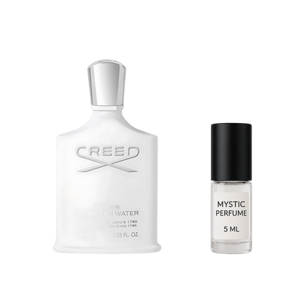 Creed Silver Mountain Water sample vial label detail