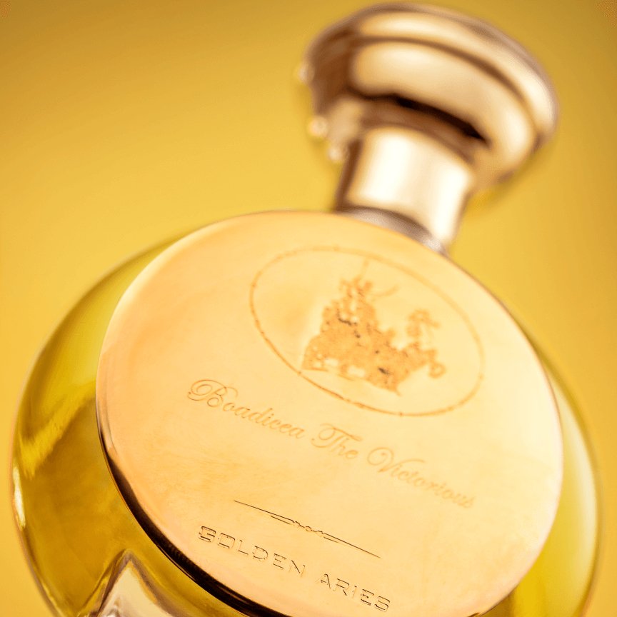Boadicea the Victorious Golden Aries bottle and box