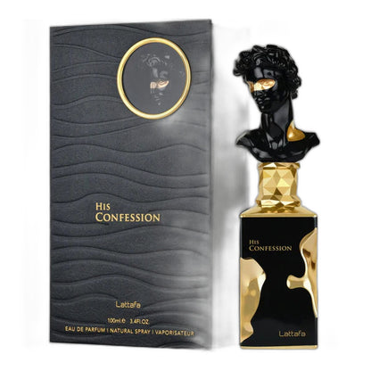 Lattafa His Confession Eau de Parfum perfume bottle